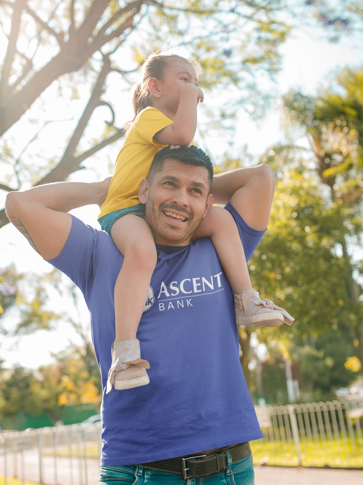 dad with daughter wearing ascent tshirts