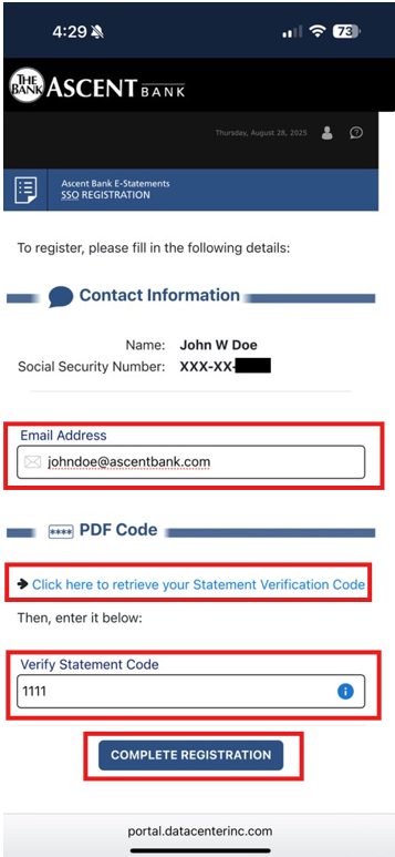 Verification code entered